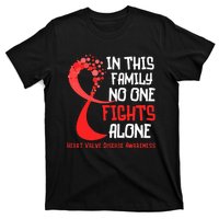 Heart Valve Disease Awareness Ribbon Family Red Fighter T-Shirt