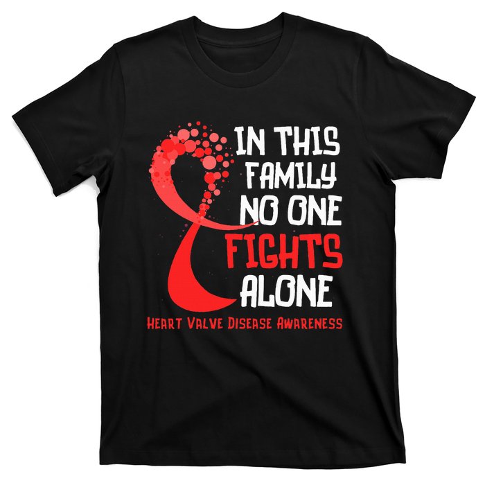 Heart Valve Disease Awareness Ribbon Family Red Fighter T-Shirt