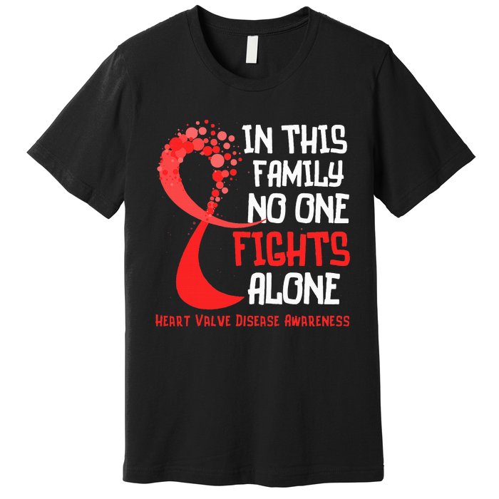 Heart Valve Disease Awareness Ribbon Family Red Fighter Premium T-Shirt