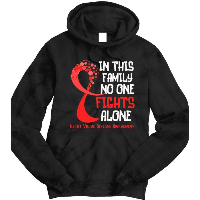 Heart Valve Disease Awareness Ribbon Family Red Fighter Tie Dye Hoodie