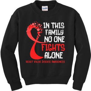 Heart Valve Disease Awareness Ribbon Family Red Fighter Kids Sweatshirt