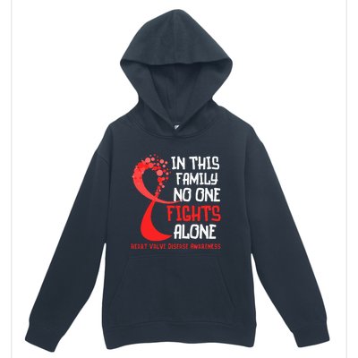 Heart Valve Disease Awareness Ribbon Family Red Fighter Urban Pullover Hoodie