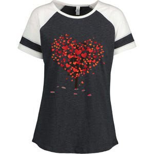 Happy Valentine's Day Love Heart Grows On A Tree Graphic Tee Gift Enza Ladies Jersey Colorblock Tee