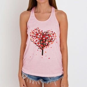 Happy Valentine's Day Love Heart Grows On A Tree Graphic Tee Gift Women's Knotted Racerback Tank