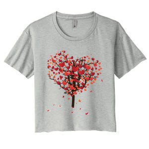 Happy Valentine's Day Love Heart Grows On A Tree Graphic Tee Gift Women's Crop Top Tee