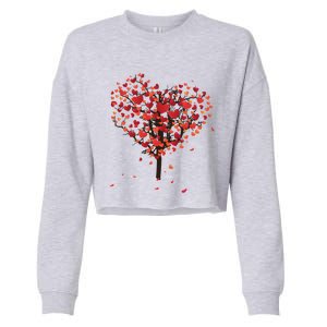 Happy Valentine's Day Love Heart Grows On A Tree Graphic Tee Gift Cropped Pullover Crew