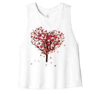 Happy Valentine's Day Love Heart Grows On A Tree Graphic Tee Gift Women's Racerback Cropped Tank