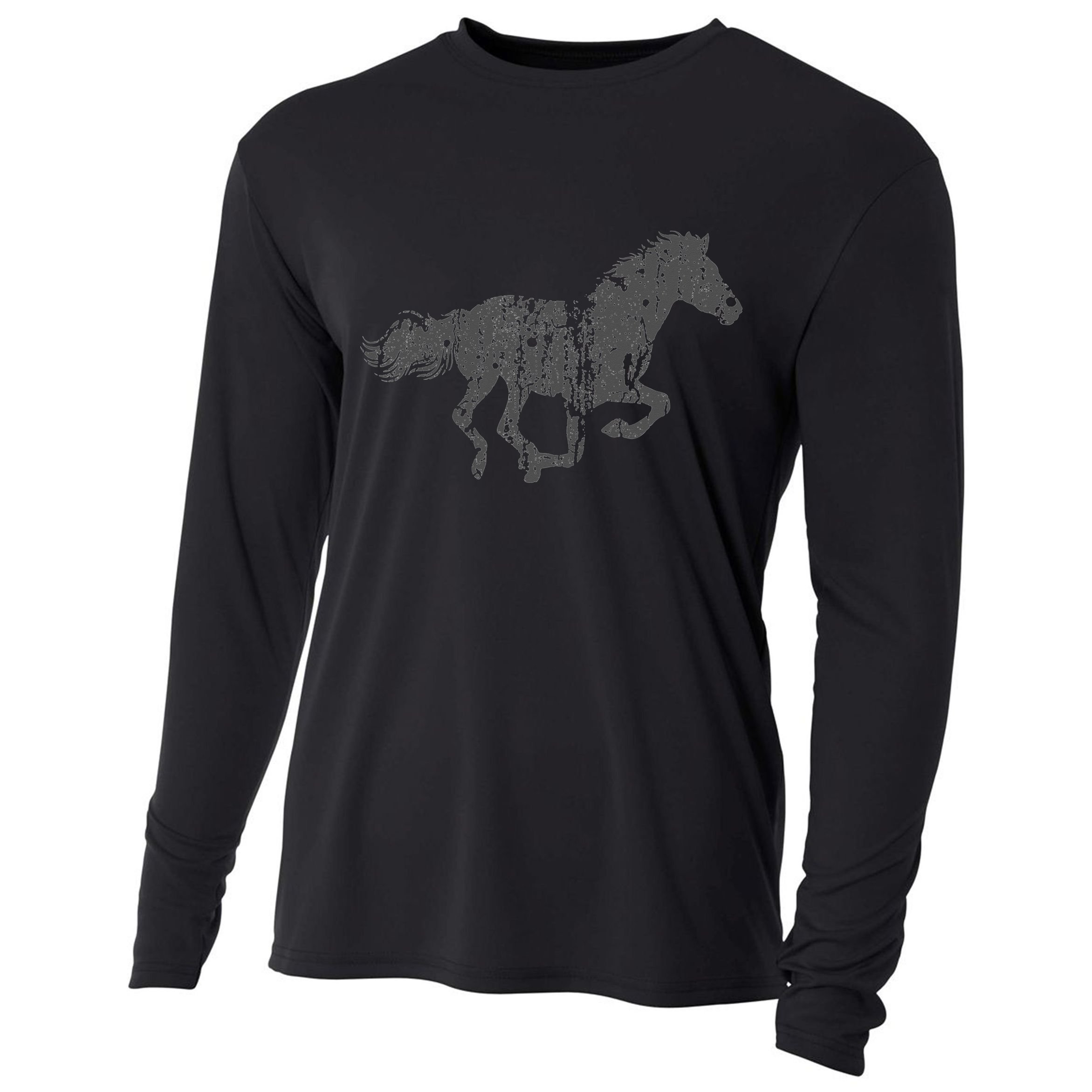 Horse Vintage Design Horse Print Cooling Performance Long Sleeve Crew