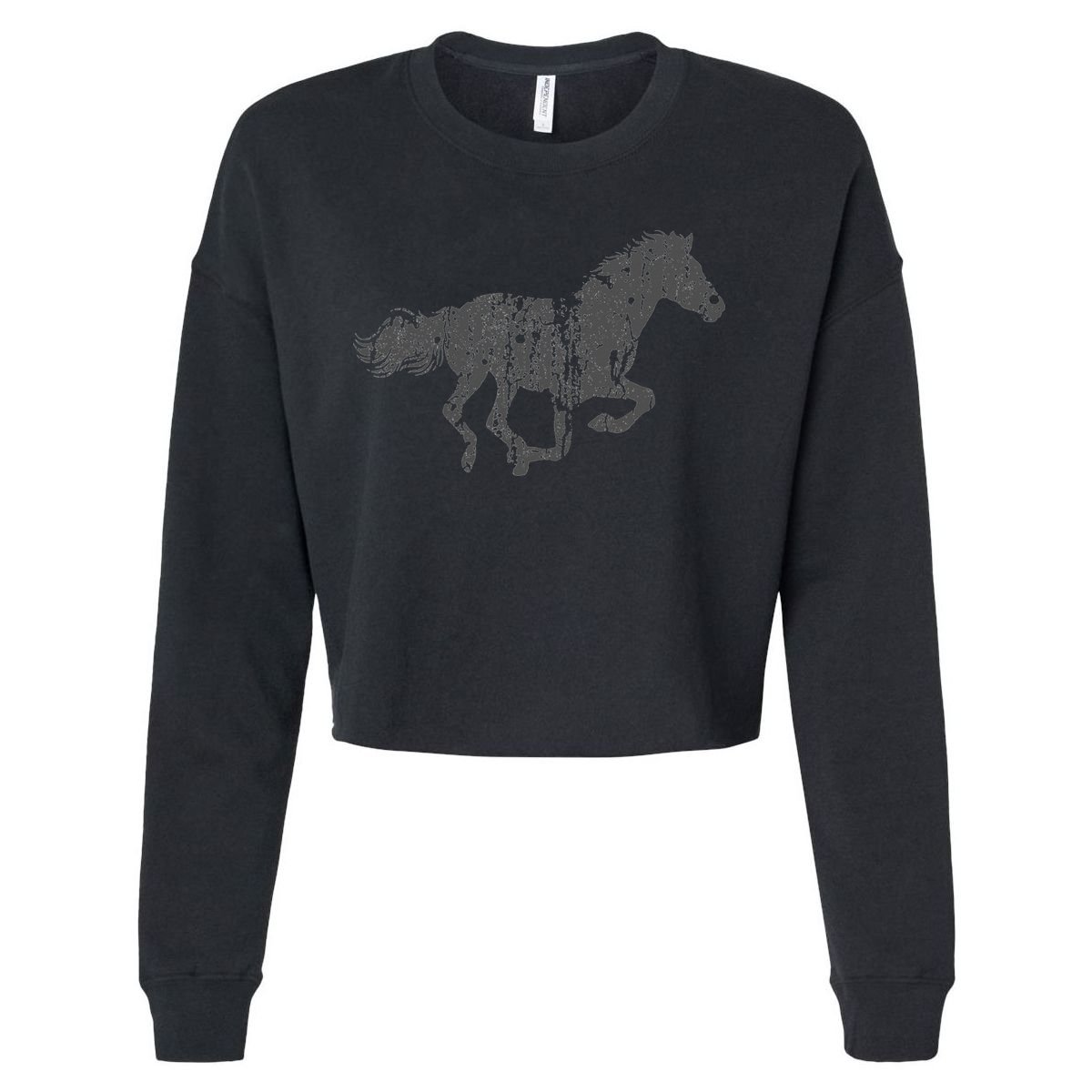 Horse Vintage Design Horse Print Cropped Pullover Crew