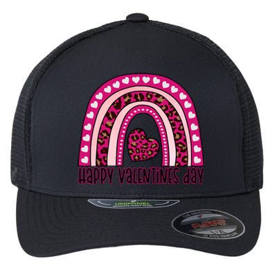 Happy Valentines Day Leopard Valentine Gift Flexfit Unipanel Trucker Cap