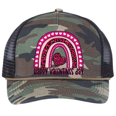 Happy Valentines Day Leopard Valentine Gift Retro Rope Trucker Hat Cap