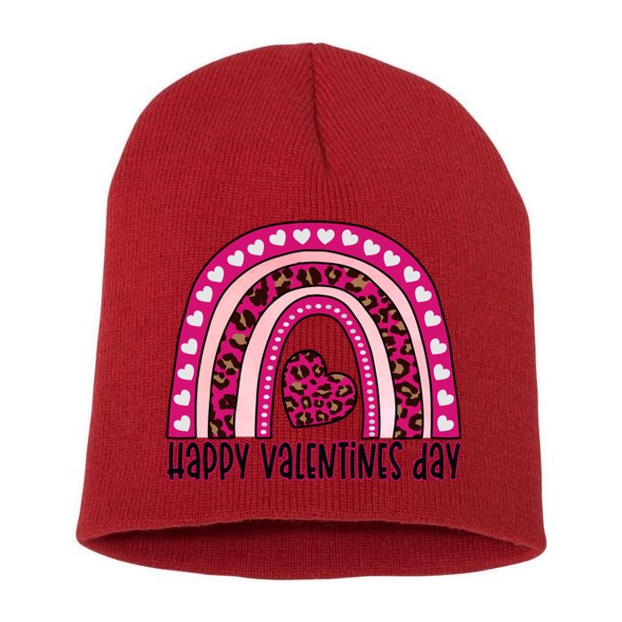 Happy Valentines Day Leopard Valentine Gift Short Acrylic Beanie