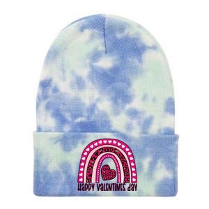 Happy Valentines Day Leopard Valentine Gift Tie Dye 12in Knit Beanie