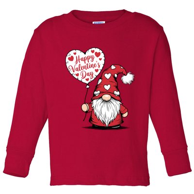 Happy ValentineS Day Cute Gnome Toddler Long Sleeve Shirt