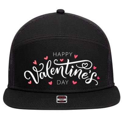 Happy Valentines Day Logo 7 Panel Mesh Trucker Snapback Hat