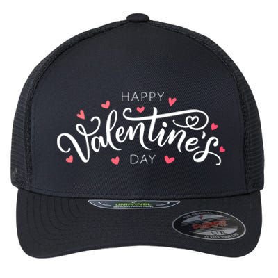 Happy Valentines Day Logo Flexfit Unipanel Trucker Cap