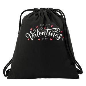 Happy Valentines Day Logo Drawstring Bag