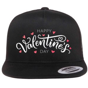 Happy Valentines Day Logo Flat Bill Trucker Hat