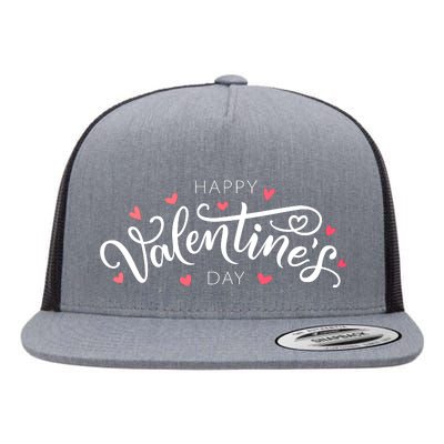 Happy Valentines Day Logo Flat Bill Trucker Hat