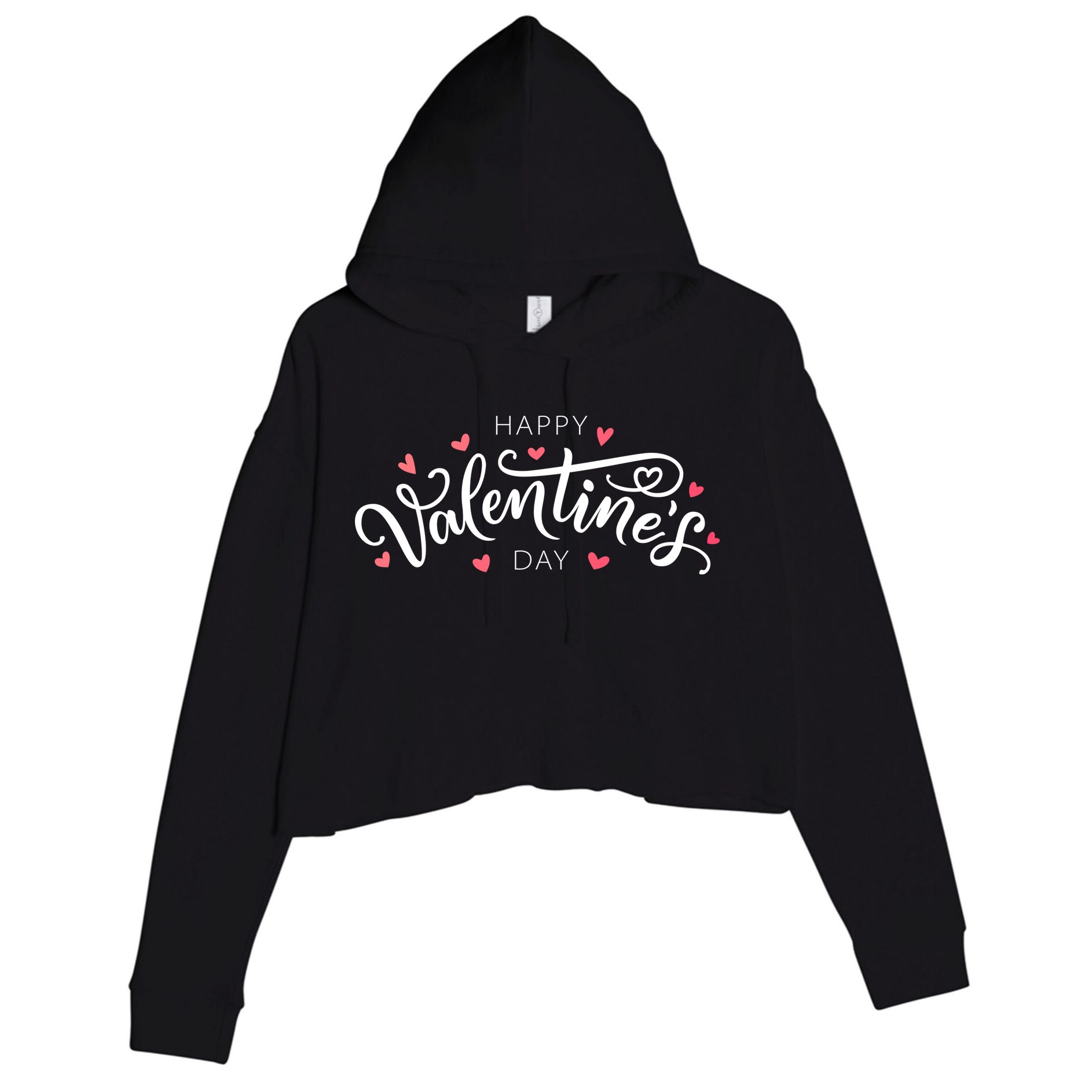 Happy Valentines Day Logo Crop Fleece Hoodie