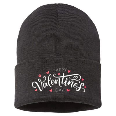 Happy Valentines Day Logo Sustainable Knit Beanie