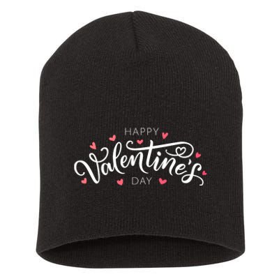 Happy Valentines Day Logo Short Acrylic Beanie