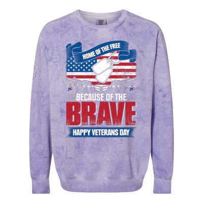 Happy Veterans Day T Colorblast Crewneck Sweatshirt