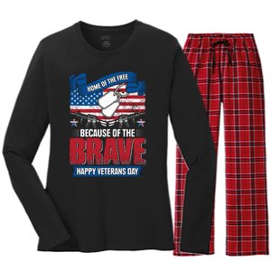 Happy Veterans Day T Women's Long Sleeve Flannel Pajama Set 