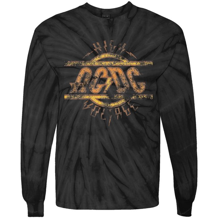 High Voltage Distressed Rock Music Band Tie-Dye Long Sleeve Shirt