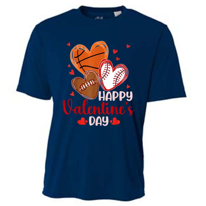 Happy Valentines Day Basketball Baseball Football Cooling Performance Crew T-Shirt