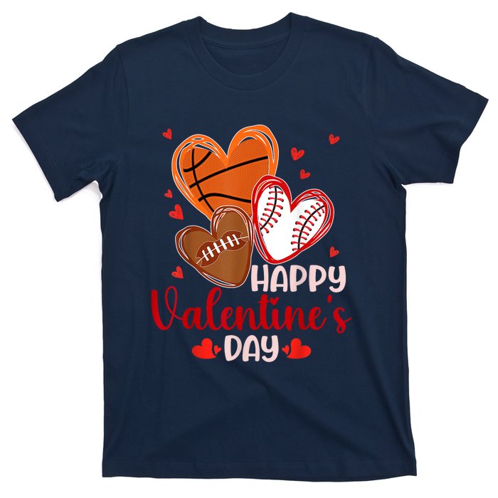 Happy Valentines Day Basketball Baseball Football T-Shirt