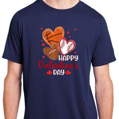 Happy Valentines Day Basketball Baseball Football Adult ChromaSoft Performance T-Shirt