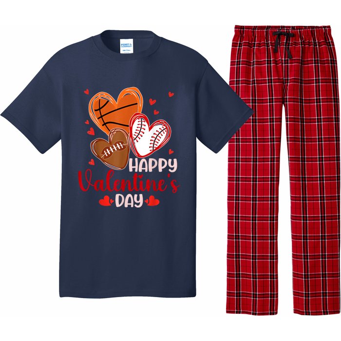 Happy Valentines Day Basketball Baseball Football Pajama Set