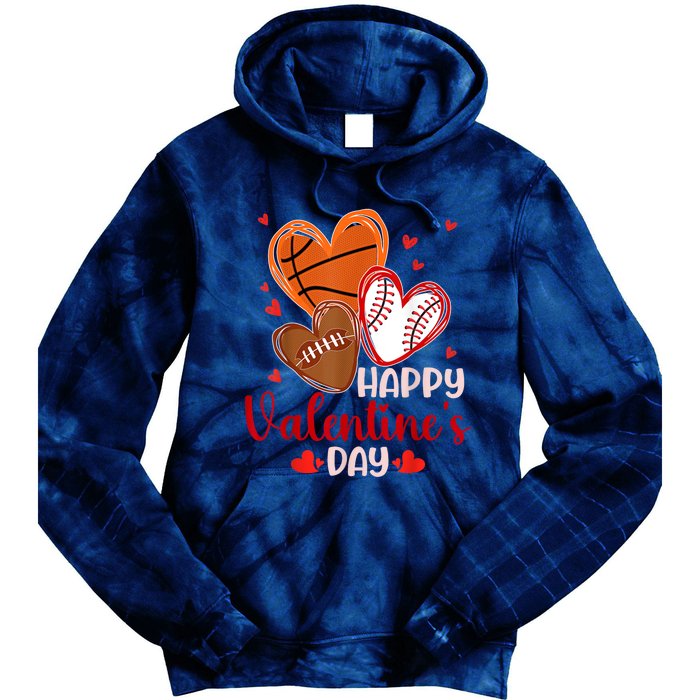 Happy Valentines Day Basketball Baseball Football Tie Dye Hoodie