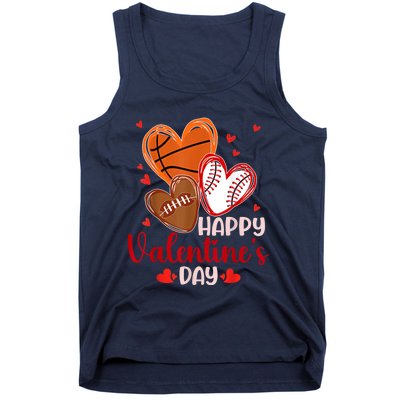 Happy Valentines Day Basketball Baseball Football Tank Top