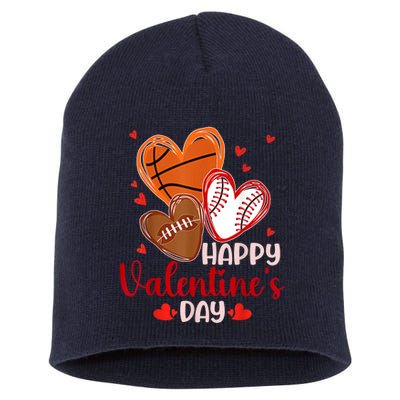 Happy Valentines Day Basketball Baseball Football Short Acrylic Beanie