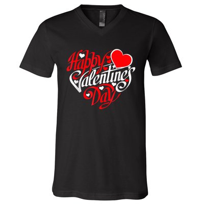 Happy Valentines Day Valentine Heart Shape V-Neck T-Shirt