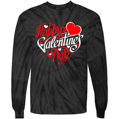 Happy Valentines Day Valentine Heart Shape Tie-Dye Long Sleeve Shirt