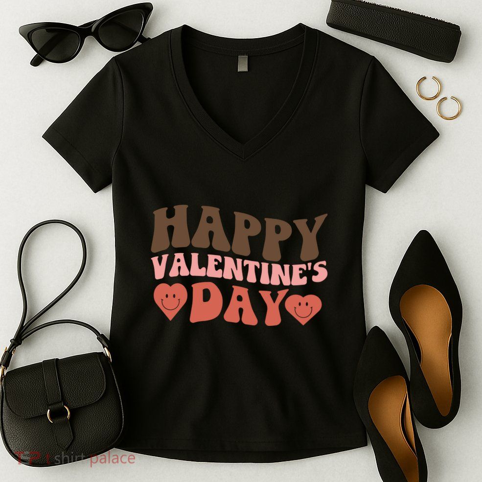 Happy ValentineS Day Celebration Graphic Women's V-Neck T-Shirt