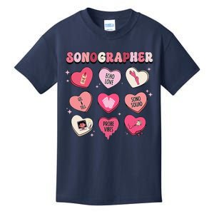 Heart ValentineS Day Sonographer Ultrasound Technologist Kids T-Shirt