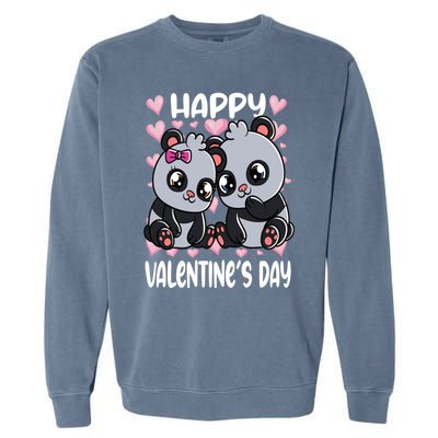 Happy Valentine's Day Panda Bears Pandas Valentines Day Cute Gift Garment-Dyed Sweatshirt