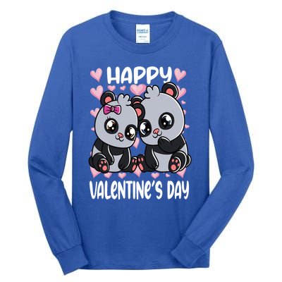 Happy Valentine's Day Panda Bears Pandas Valentines Day Cute Gift Tall Long Sleeve T-Shirt