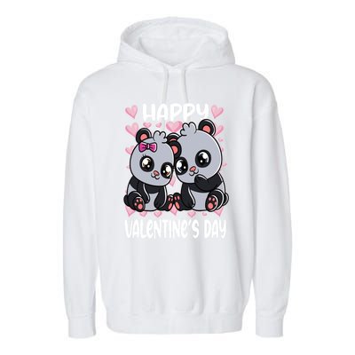 Happy Valentine's Day Panda Bears Pandas Valentines Day Cute Gift Garment-Dyed Fleece Hoodie