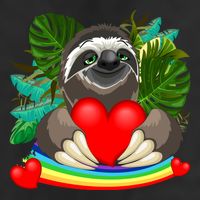 Happy Valentines Day Cute Sloth With Rainbow And Heart 7 Panel Mesh Trucker Snapback Hat