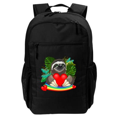 Happy Valentines Day Cute Sloth With Rainbow And Heart Backpack