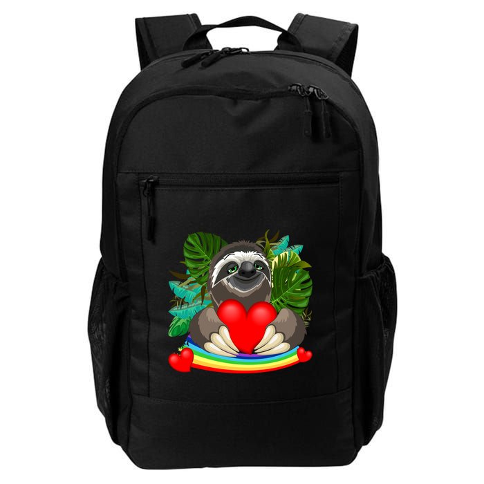 Happy Valentines Day Cute Sloth With Rainbow And Heart Backpack