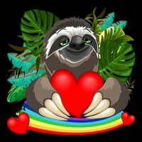 Happy Valentines Day Cute Sloth With Rainbow And Heart 16 in Basic Backpack
