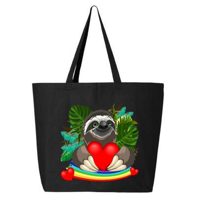 Happy Valentines Day Cute Sloth With Rainbow And Heart 25L Jumbo Tote