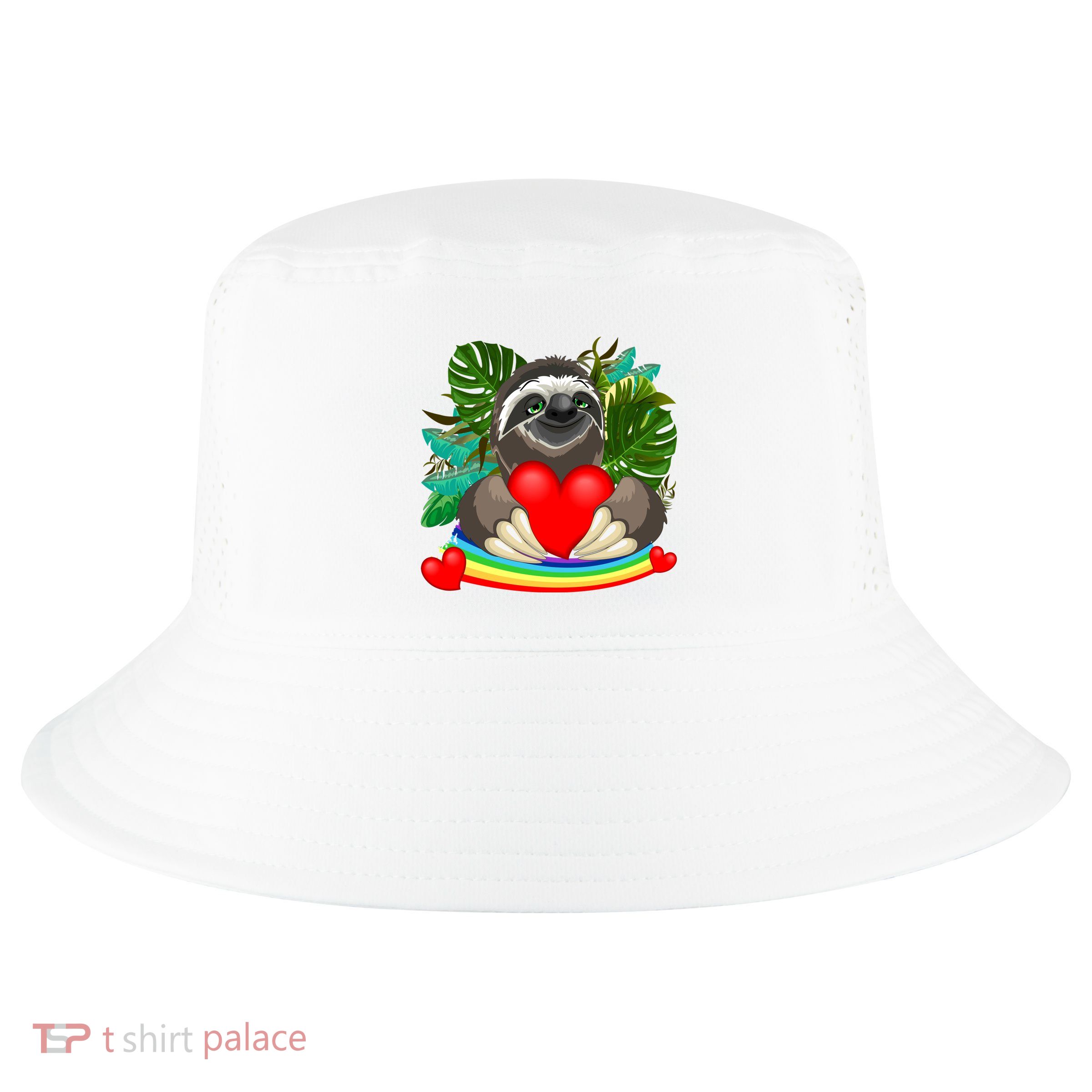 Happy Valentines Day Cute Sloth With Rainbow And Heart Cool Comfort Performance Bucket Hat