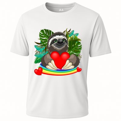 Happy Valentines Day Cute Sloth With Rainbow And Heart Performance Shirt